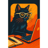 Tech-Savvy Cat with Glasses, love Cats 