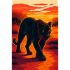 Sunset Black Jaguar Panther Illustration