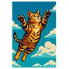 Fette fliegende Tigerkatze Illustratio, Liebeskatzen