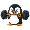 Grumpy Penguin Lifting Weights