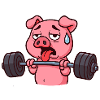 Exhausted Pig Lifting Weights Design
