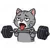 Exhausted Cat Lifting Weights Illustration