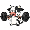 Angry Cow Lifting Weights Illustration