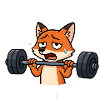 Exhausted Fox Lifting Weights Illustration