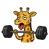 Tired Giraffe Lift Weights Illustration