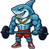 Shark Muscles Comic Bodybuilder
