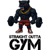 Strong panther mascot with weightlifter