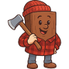 Wooden block with axe Cheerful design
