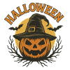 Halloween Kürbiskopf mit Hexenhut Design