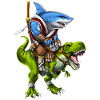 Shark Samurai Riding T-Rex Dinosaur
