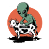 Alien with cow