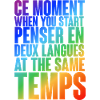 Mehrsprachiges Denk-Motiv in Farbverlauf