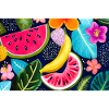 Exotic Fruits and Tropical Flowers Pattern