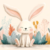 Cute Bunny with Pastel Vegetation