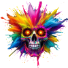 Bunter Totenkopf mit Farbexplosion