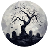 Dark Ghost Trees with Cemetery