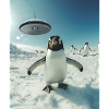 Penguin selfie with UFO