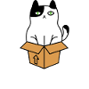 Cat head in moving box illustration