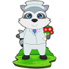 Raccoon groom bouquet wedding