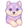 Chiot Chibi Lila Sur Fond Doux