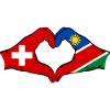Switzerland Namibia flag hands heart shape