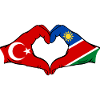 Türkiye Namibia flag hands heart shape
