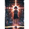 Urban girl with futuristic lighting
