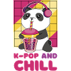Kawaii-panda med hodetelefoner og boblete