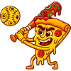 Pizza Slice Baseball Player Cartoon Design