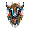 Blumenbedeckter Bison in Farbenpracht