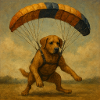 Puppy with parachute illustration
