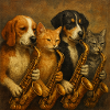 Animal saxophonists in realism style
