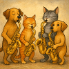 Playful Animal Jazz Band Illustration