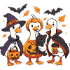Cute Halloween Duck Family in Costumes