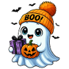 Cute Halloween Ghost with Pumpkin