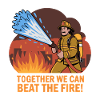 Firefighting Hero with Water Hose