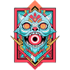 Vibrant Animistic Cat Symbol Design