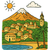 Farbige Stadtlandschaft von Teneriffa