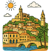 Farbige Stadtlandschaft von Mallorca