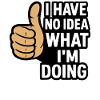 Humorous saying with thumbs