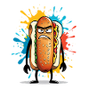 Wütender Hotdog mit Farbexplosion