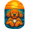 Sunset Beach Puppy Illustration