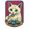 Whimsical Sushi Cat Illustration
