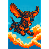 Vibrant Flying Dachshund Illustration