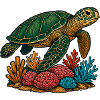 Green Sea Turtle Diver Design