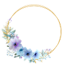 Blau, Gold, Grün, floraler Kranz, personalisierbar