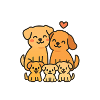 Playful Dog Family Illustration