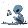 Cute alien and butterfly