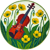 Vivid Violin Amidst Sunflowers