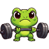 Cartoon frog with dumbbell weightlifting fitness